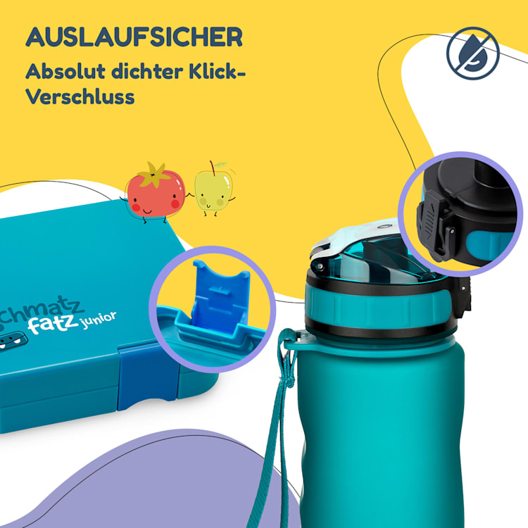 schmatzfatz Frühstücksset Lunchbox & Trinkflasche Tritan dicht BPA-frei Petrol