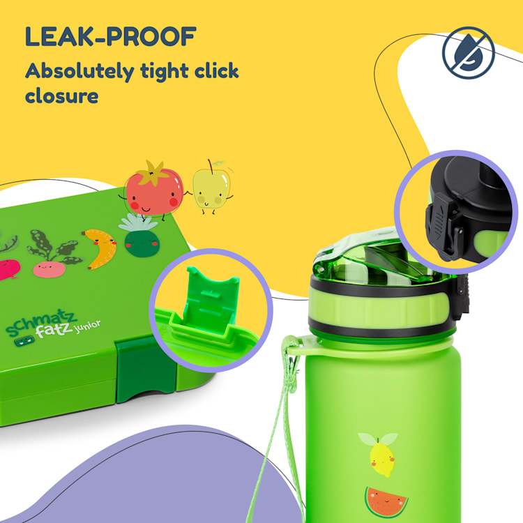 Reggeliző szett, uzsonnás doboz és ivópalack, Tritan, szoros zárórendszer, BPA-mentes Green Fruit