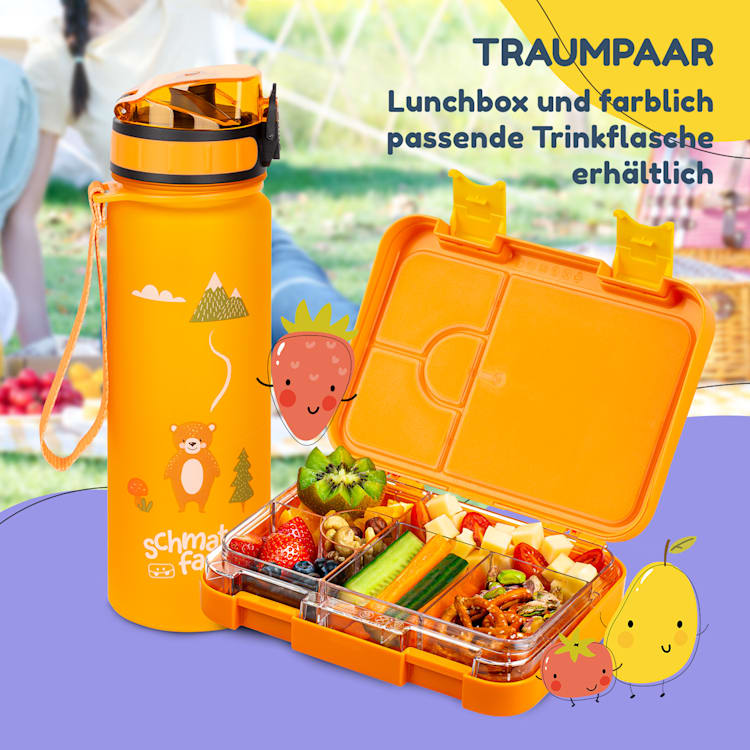 schmatzfatz Frühstücksset Lunchbox & Trinkflasche Tritan dicht BPA-frei Orange Forest
