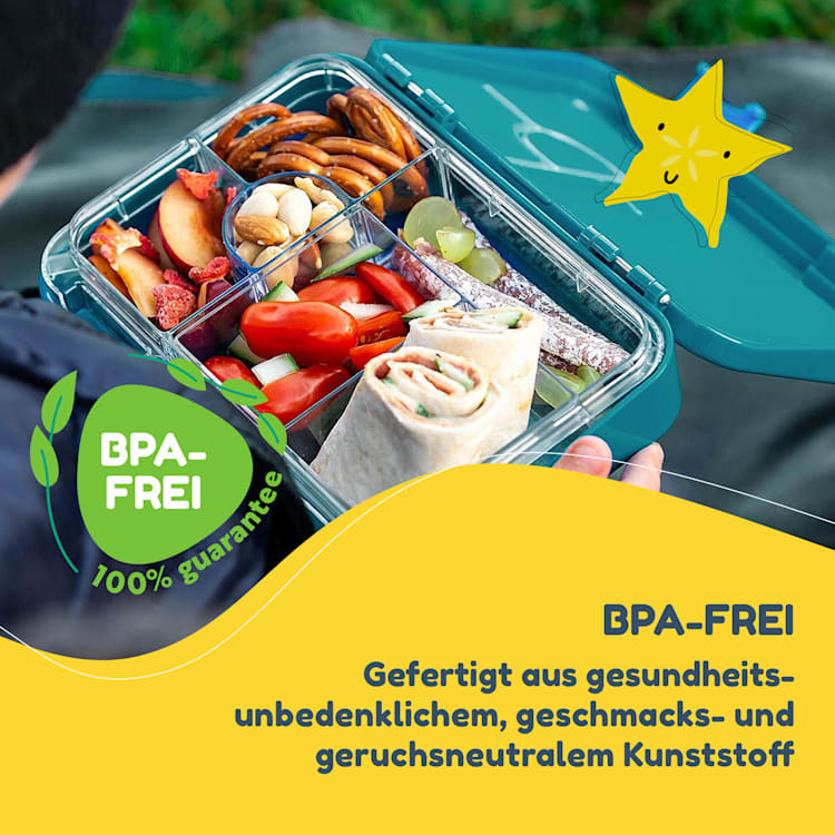 schmatzfatz Frühstücksset Lunchbox & Trinkflasche Tritan dicht BPA-frei Petrol Sea