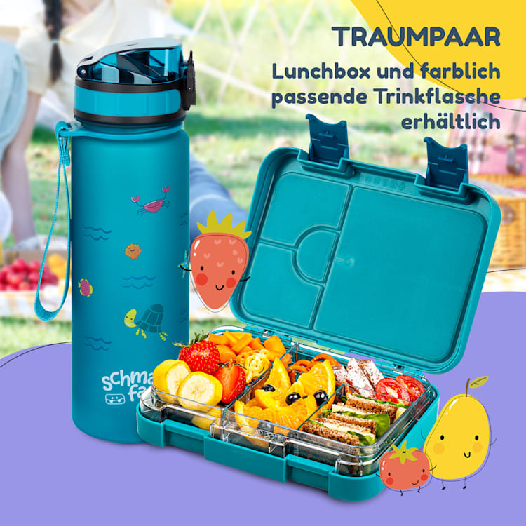 schmatzfatz Frühstücksset Lunchbox & Trinkflasche Tritan dicht BPA-frei Petrol Sea