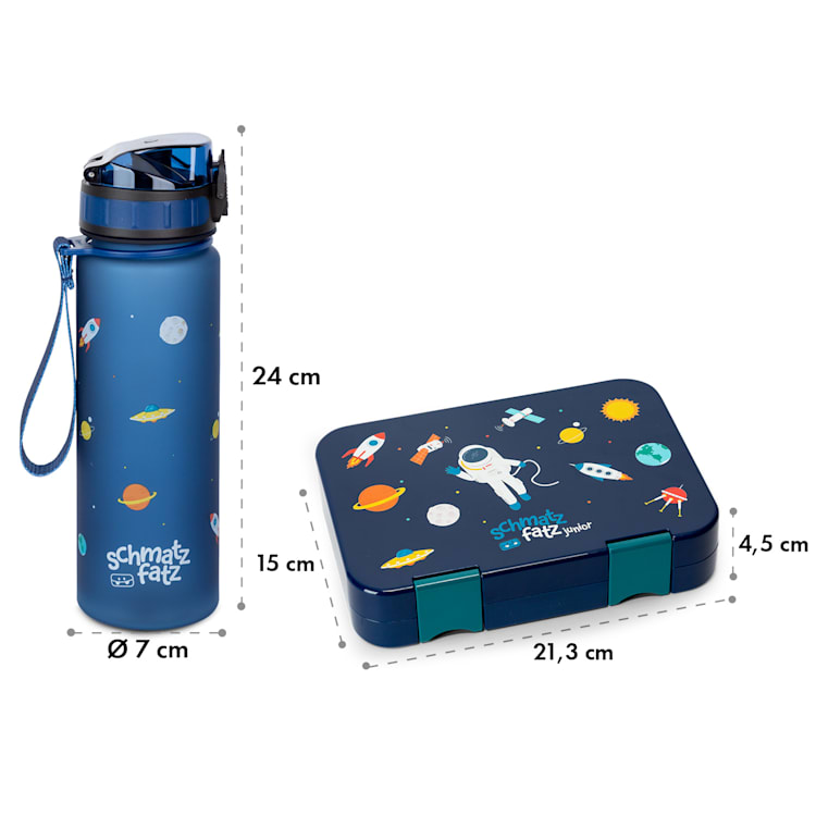 Raňajková súprava, dóza na obed a fľaša na pitie, Tritan, tesný uzáver, bez BPA Navy Space