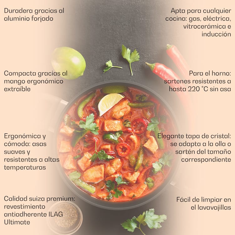 Noto Endurance Juego de ollas y sartenes Aluminio forjado Asas ergonómicas Tapa de cristal Fieltro