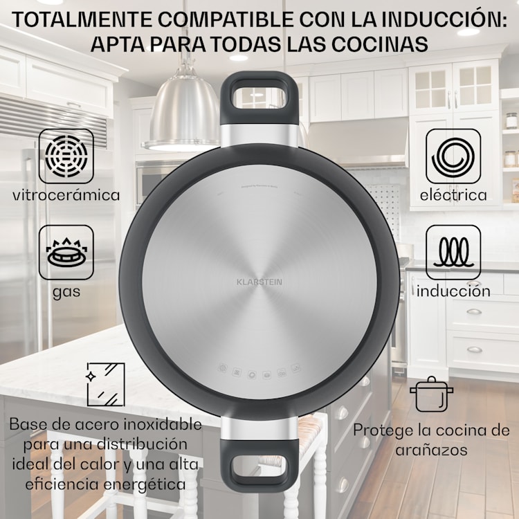 Noto Endurance Juego de ollas y sartenes Aluminio forjado Asas ergonómicas Tapa de cristal Fieltro