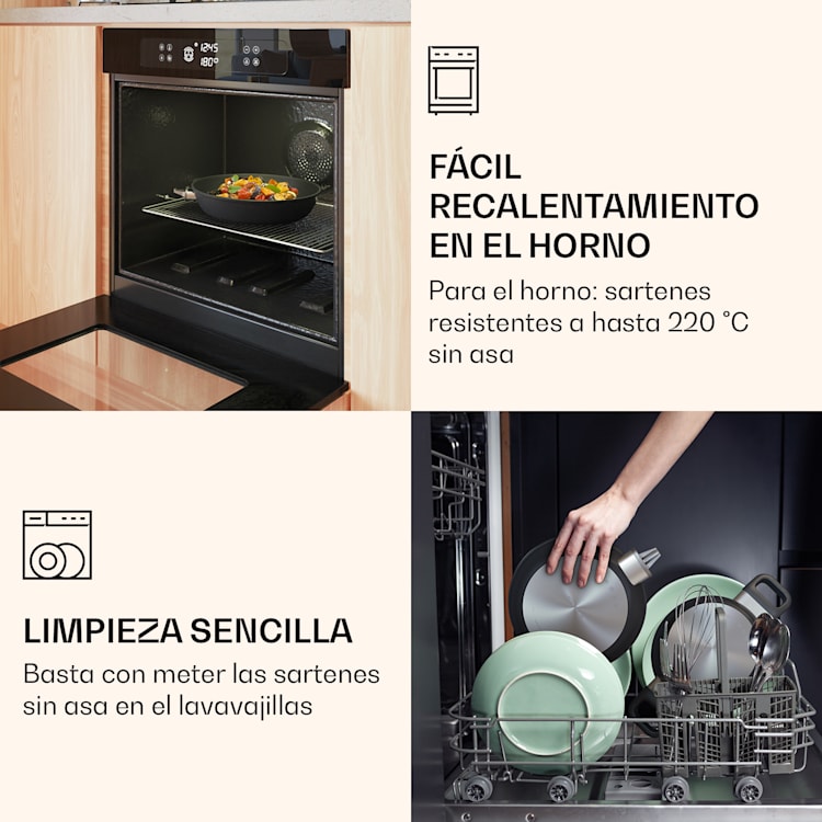 Noto Endurance Juego de ollas y sartenes Aluminio forjado Asas ergonómicas Tapa de cristal Fieltro
