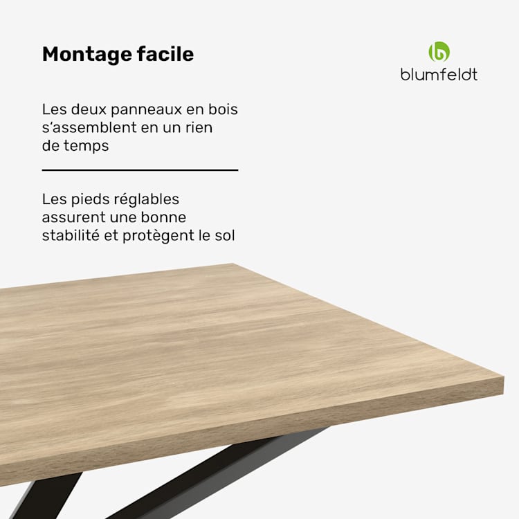 Ensemble de table Bearsdon | Plateau de table & pieds de table en métal | Style industriel | stable | moderne 120 x 80 | Pin
