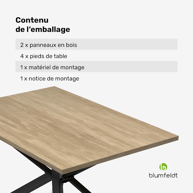 Ensemble de table Bearsdon | Plateau de table & pieds de table en métal | Style industriel | stable | moderne 120 x 80 | Pin