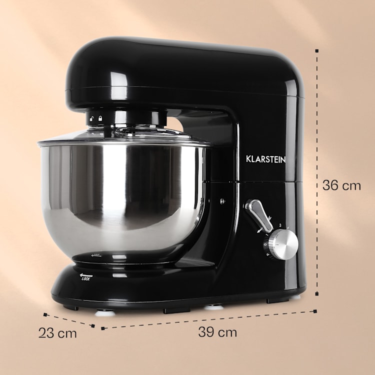 Bella keukenmachine 2000 W / 2,7 ps 5 ltr roestvrij staal BPA-vrij Zwart