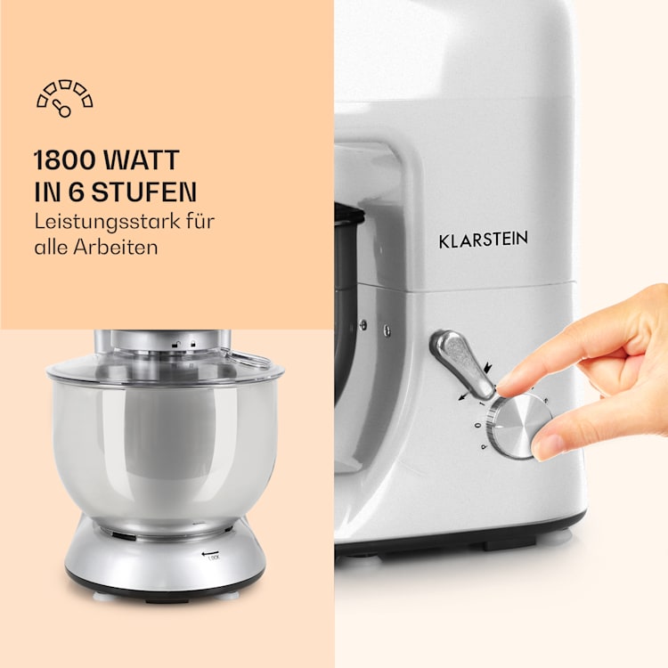 Lucia Küchenmaschine 3-in-1 2000 W / 2,7 PS 5 Ltr Edelstahl BPA-frei Grau