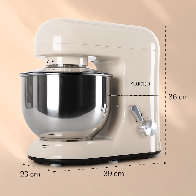 Bella Küchenmaschine 2000 W / 2,7 PS 5 Ltr Edelstahl BPA-frei Creme