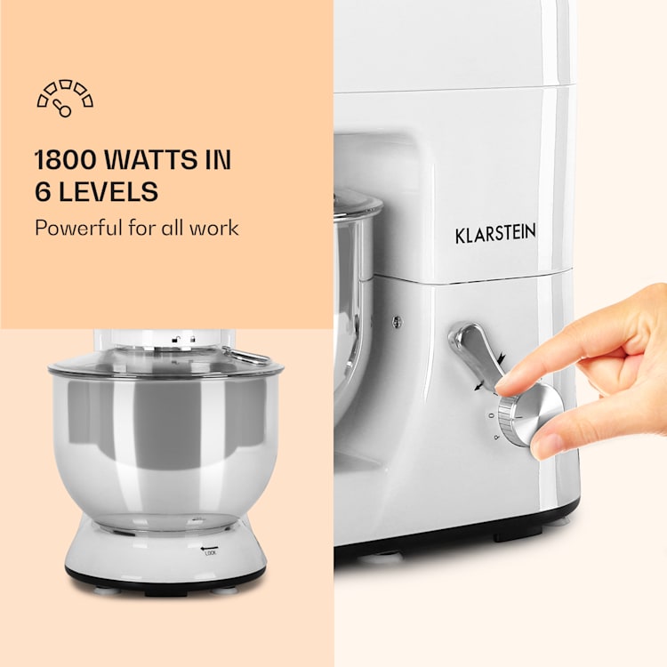 Lucia Food Processor 3-in-1 2000 W / 2.7 PS 5 Litre Stainless Steel BPA-free White