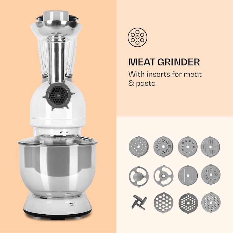 Lucia Food Processor 3-in-1 2000 W / 2.7 PS 5 Litre Stainless Steel BPA-free White