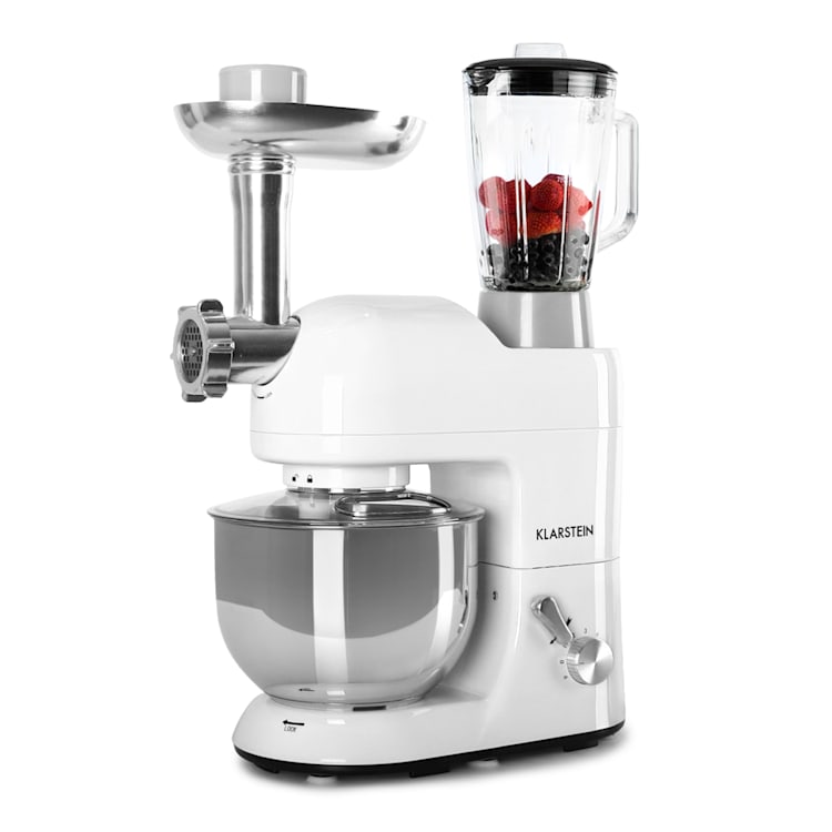 Lucia Küchenmaschine 3-in-1 2000 W / 2,7 PS 5 Ltr Edelstahl BPA-frei Weiß