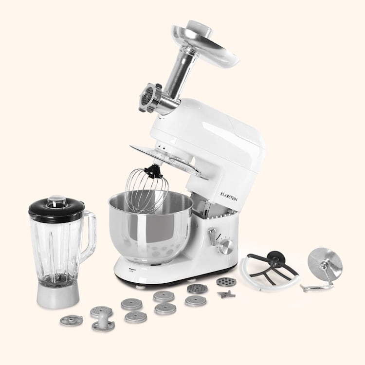 Lucia Küchenmaschine 3-in-1 2000 W / 2,7 PS 5 Ltr Edelstahl BPA-frei Weiß