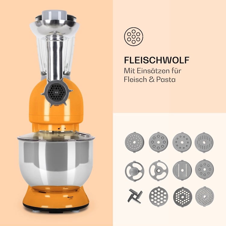Lucia robot da cucina 3 in 1, 2000 W / 2,7 PS 5 litri in acciaio inossidabile senza BPA Arancione