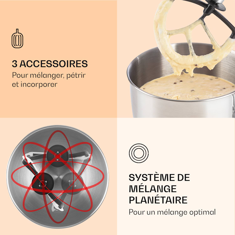 Lucia keukenmachine 3-in-1 2000 w / 2,7 ps 5 ltr roestvrij staal BPA-vrij Oranje