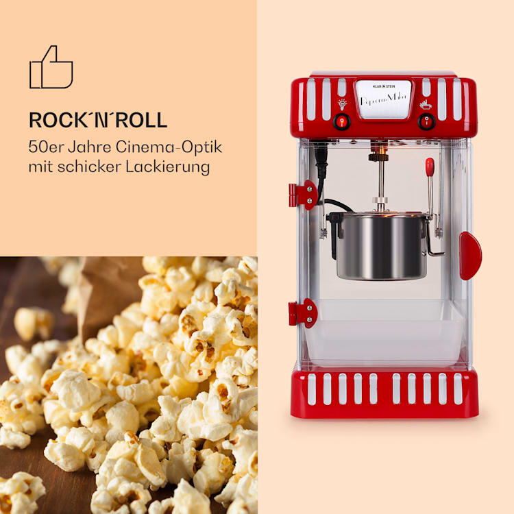 Macchina per pop corn Volcano 300W agitatore pentola in acciaio inox Rosso