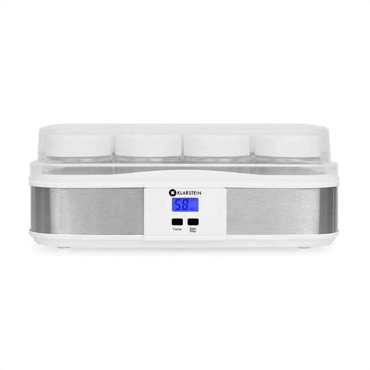 Gaia Joghurtmaker 12 Gläser a 150 ml Timer Edelstahl Weiß