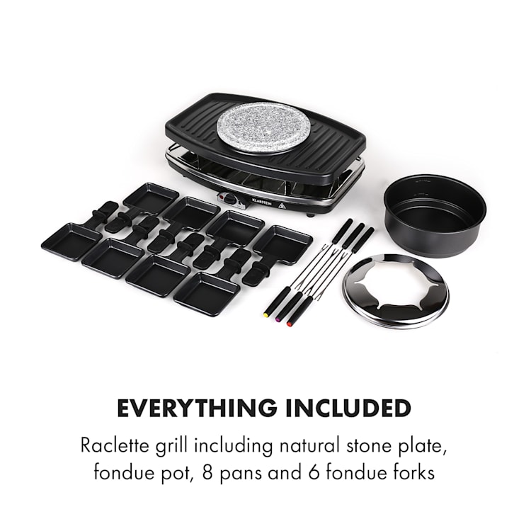 Entrecote-Fondle Raclette Grill Stone Fondue 1100W 8 ppl Pan coasters not included