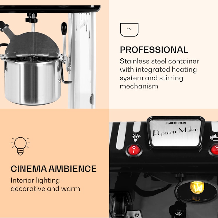 Volcano 300W Popcorn Machine Stainless Steel Kettle Black Black