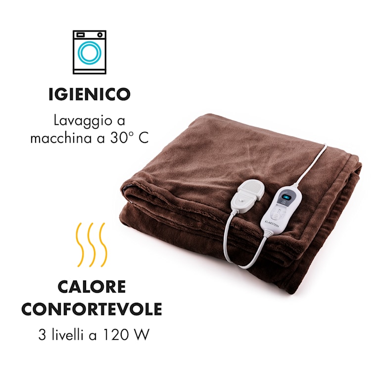 Sherlock Coperta Elettrica Riscaldante Lavabile 180x130cm Marrone | XL