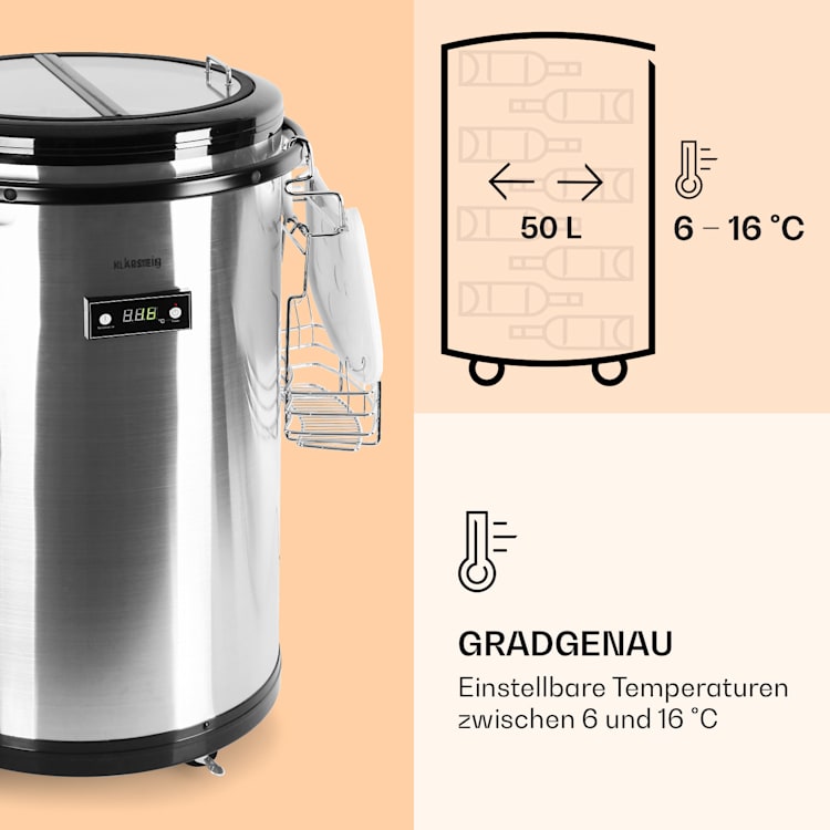 Mr. Barbot Bar-Kühlschrank 50 Liter 6-16 °C Bodenrollen Edelstahl 