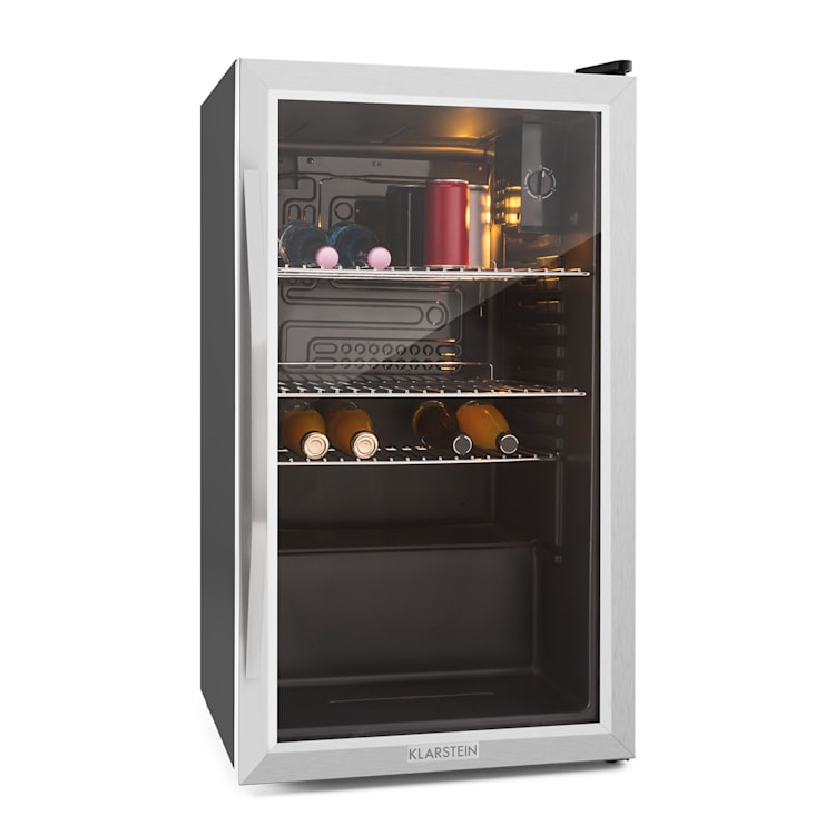 Beersafe XXL Kühlschrank 80 Liter 3 Böden Panoramaglastür Edelstahl 80 Ltr | Edelstahl