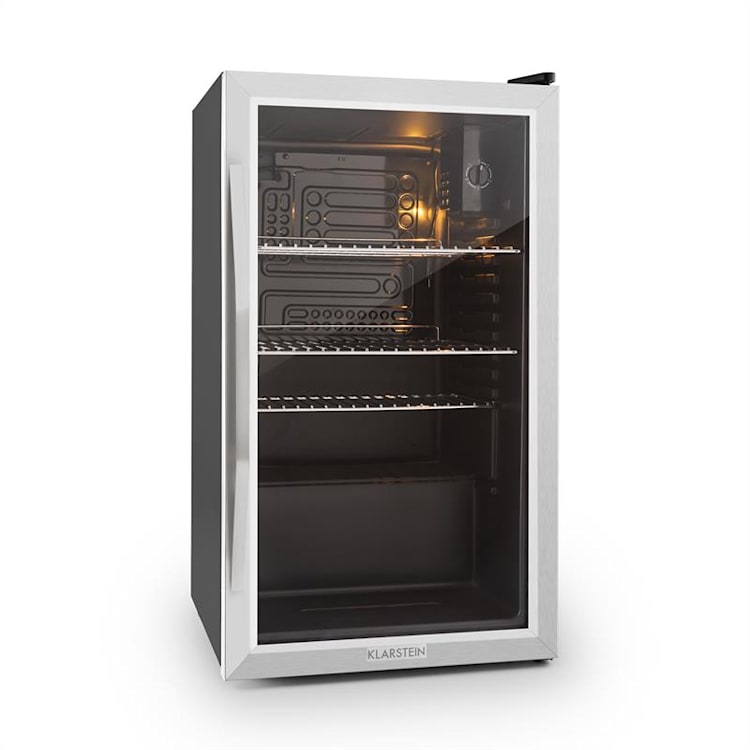 Klarstein Beersafe XXL, chladnička s objemem 85 l, energetická třída C, skleněné dveře, nerezová ocel Stříbrná | 80 litrů