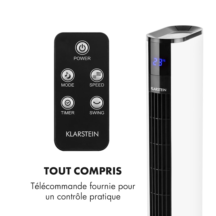 Skyscraper 3G ventilateur tour 48 W débit 1633 m³/h panneau tactile blanc Blanc
