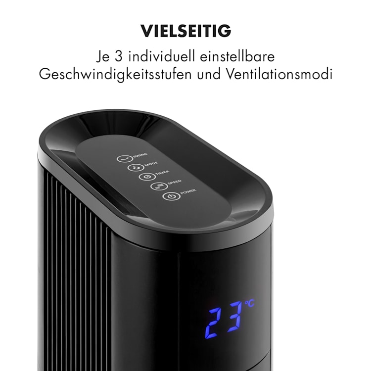 Skyscraper 3G Turmventilator 48W Luftdurchsatz 1.633 m³/h Fernbedienung Schwarz