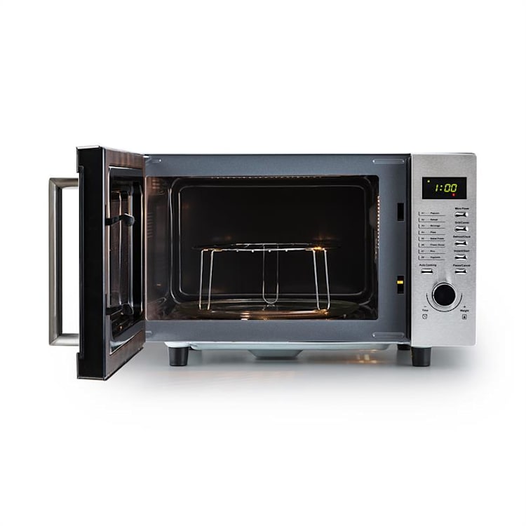 Klarstein Steelwave, 23 l, 800 W mikrovlnná rúra, 1000 W gril, nerezová oceľ, zabudovací rám s rámom