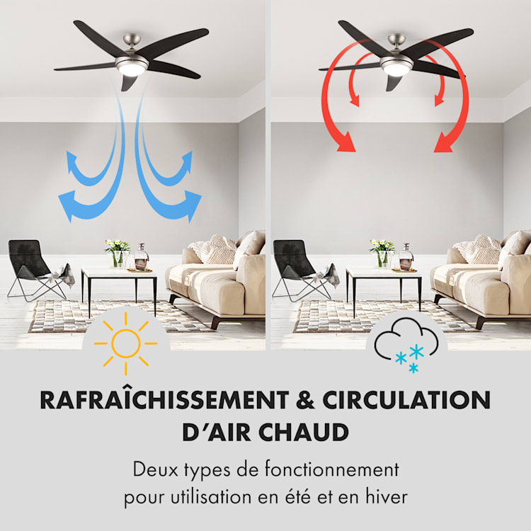 Bolero ventilateur de plafond 2-en-1 134 cm lampe 55 W pales en noyer télécommande Noyer
