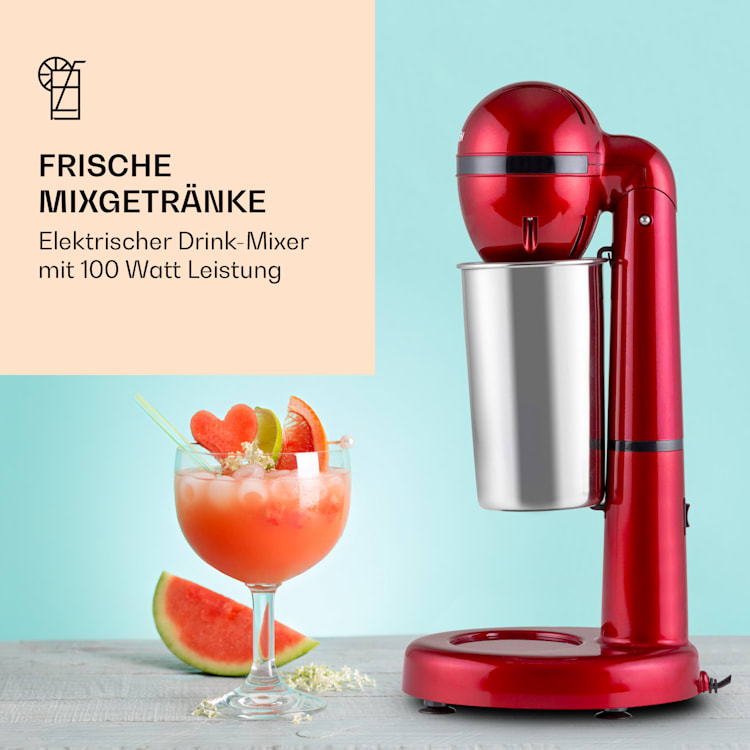 van Damme Drink-Mixer Shaker 100W 450 ml Edelstahl-Mixbecher Rot