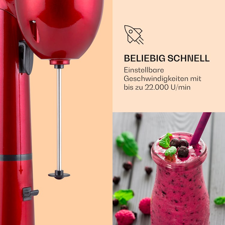 van Damme Drink-Mixer Shaker 100W 450 ml Edelstahl-Mixbecher Rot