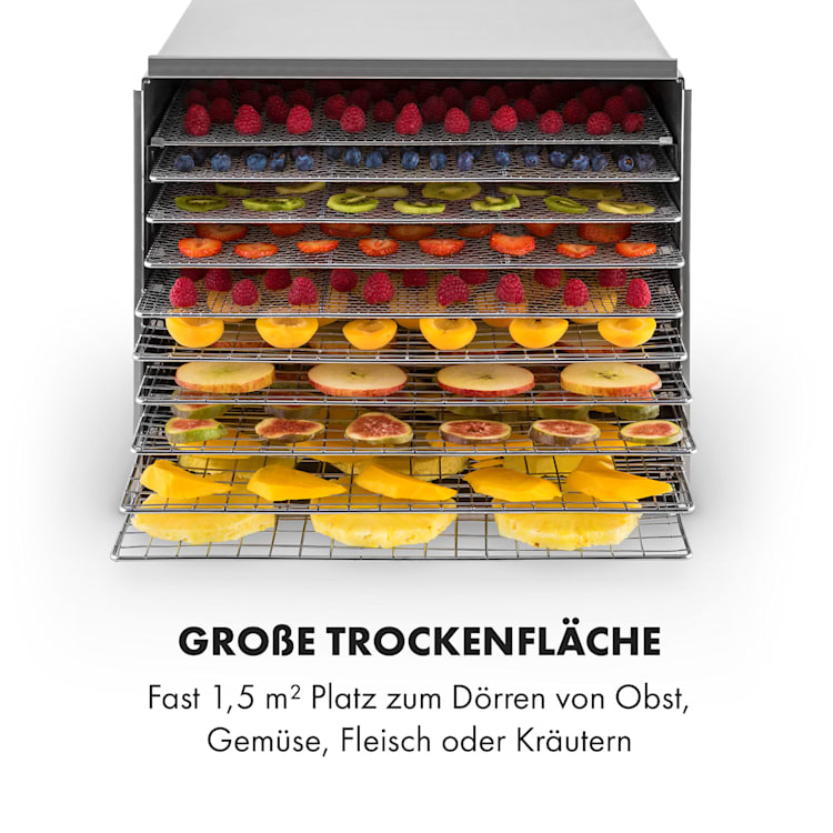 Déshydrateur alimentaire Fruit Jerky Steel 10 10 étagères 1000 W surface : 1,5 m² minuterie 10 étages