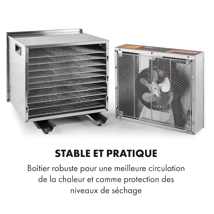 Déshydrateur alimentaire Fruit Jerky Steel 10 10 étagères 1000 W surface : 1,5 m² minuterie 10 étages