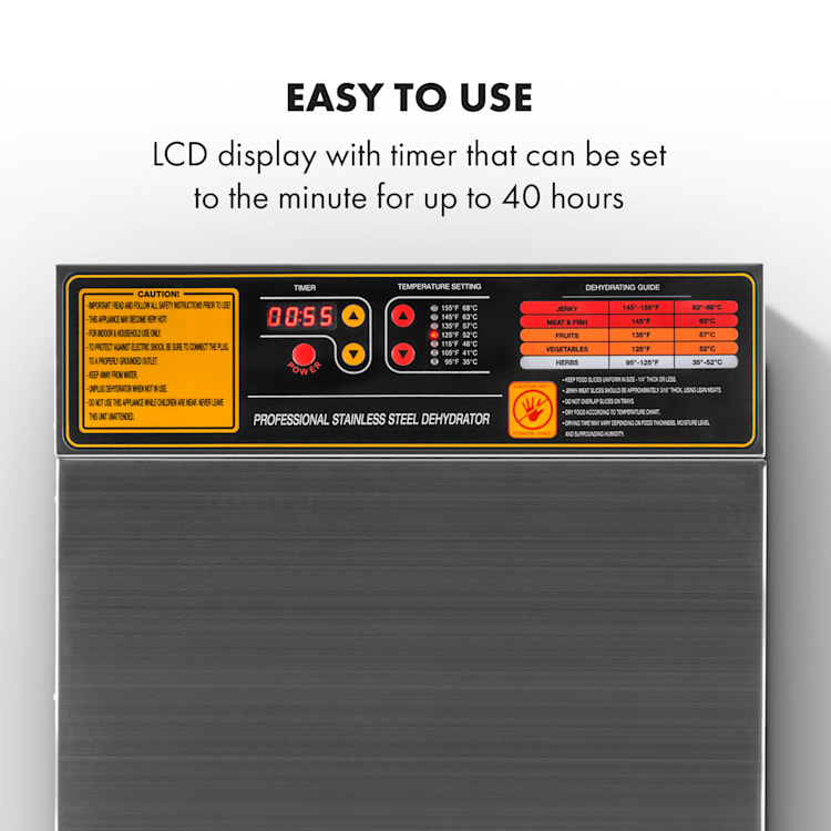 Fruit Jerky Steel 10, сушилня за плодове, 1000 W, сушилня, 10 етажа, от неръждаема стомана 10 нива