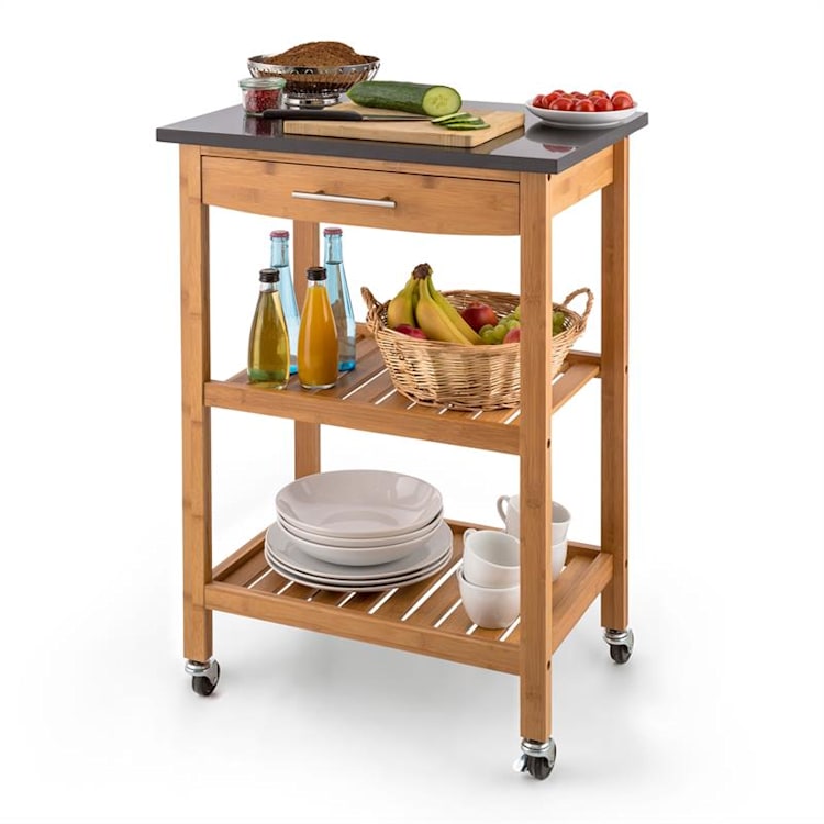 Tennessee Chariot de service cuisine Trolley 3 étages Bambou
