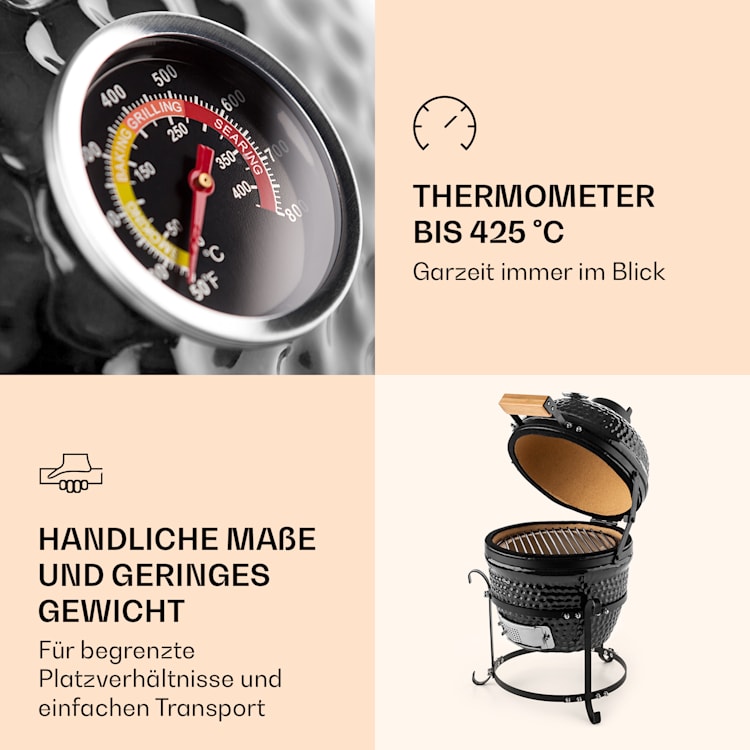 Princesize barbecue Kamado grill in ceramica griglia in acciaio inox griglia affumicatore BBQ nero Nero