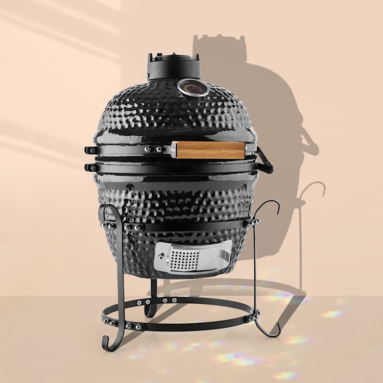 Princesize Grill Kamado Grill ceramiczny 11" Wędzarnia BBQ czarny Czarny