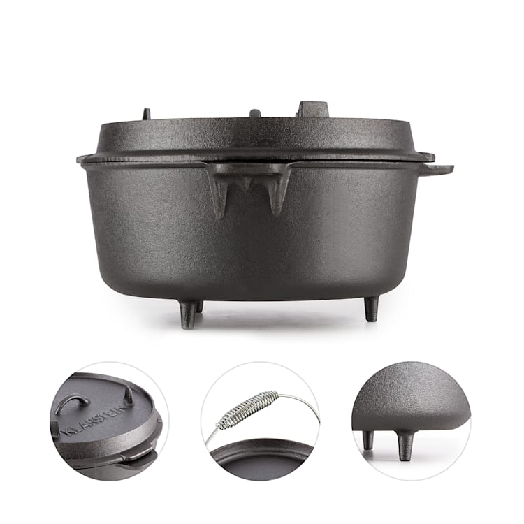 Klarstein Hotrod 145 öntöttvas fazék, barbecue fazék, 12 qt / 11,4 liter, öntöttvas, fekete 11,4 Ltr