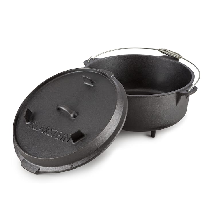 Klarstein Hotrod 145 öntöttvas fazék, barbecue fazék, 12 qt / 11,4 liter, öntöttvas, fekete 11,4 Ltr