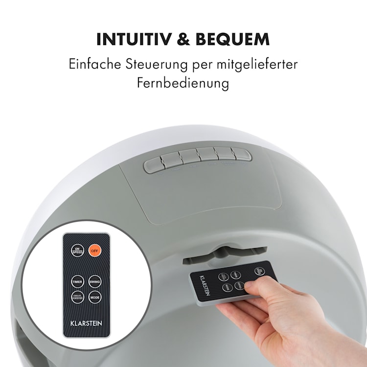 Whirlwind 3-in-1 Luftkühler Ventilator Luftbefeuchter 1600 m³/h | 90 Watt | 5,5 Liter | 3 Geschwindigkeiten | Oszillation | mobil | Fernbedienung Weiß