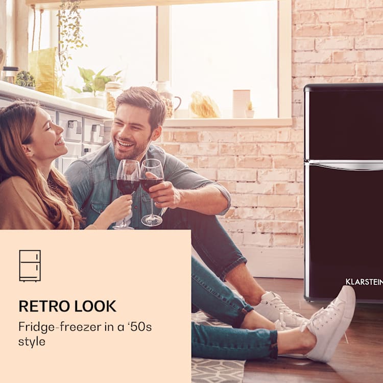 Klarstein Monroe Black kombinovaná chladnička s mrazničkou 61/24 l A+ Retrolook čierna Čierna