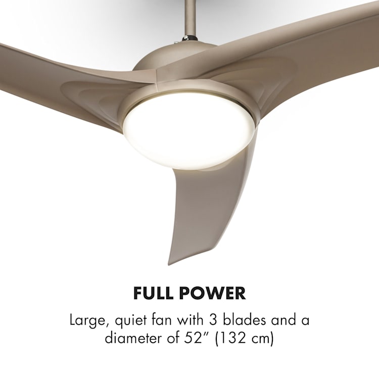 Klarstein Figo, titán, mennyezeti ventilátor, 52", 55 W, mennyezeti lámpa, 2 x 42 W, távirányító Titánium
