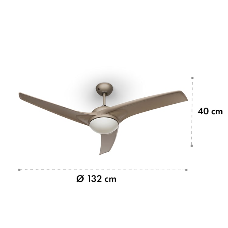 Klarstein Figo, titán, mennyezeti ventilátor, 52", 55 W, mennyezeti lámpa, 2 x 42 W, távirányító Titánium