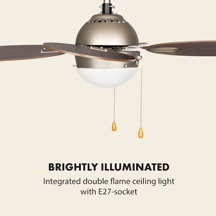 Valderama, stropný ventilátor, 42", 60 W, stropná lampa, 2 x 43 W, palisander Palisander