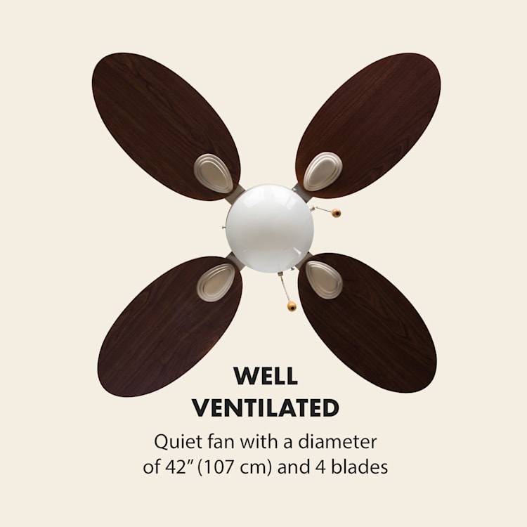 Valderama, stropný ventilátor, 42", 60 W, stropná lampa, 2 x 43 W, palisander Palisander