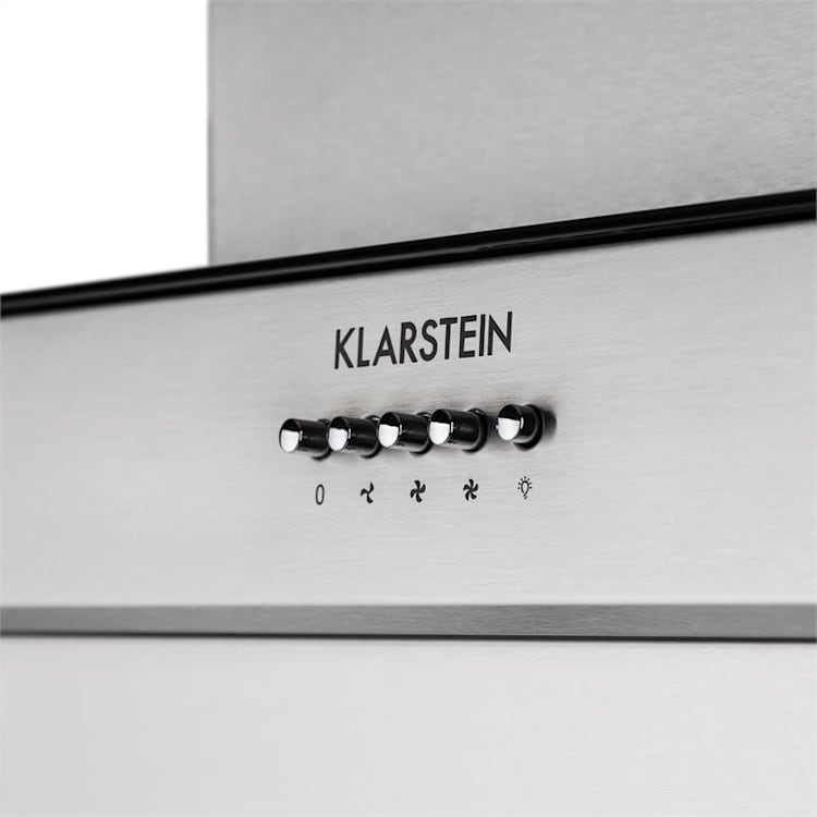 Klarstein Zola 90 Dunstabzugshaube 210 W 607m³/h 2-teiliger Kamin 304er Edelstahl Silber | 90 cm