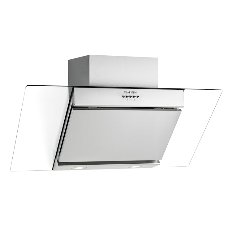Klarstein Zola 90 Dunstabzugshaube 210 W 607m³/h 2-teiliger Kamin 304er Edelstahl 90 cm | Silber